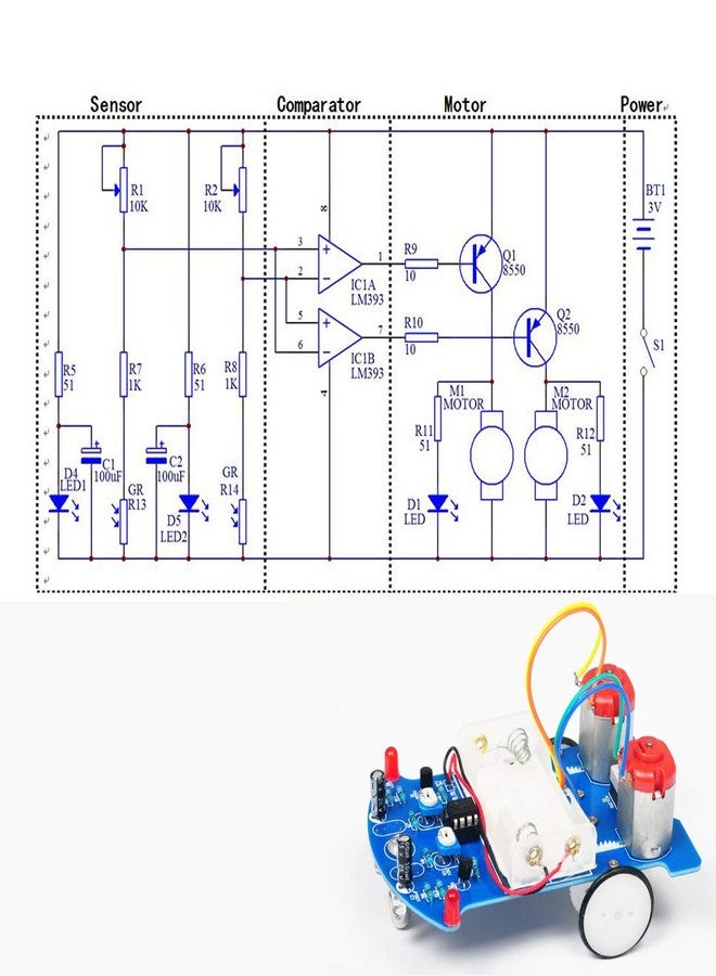 VOGURTIME مجموعة أدوات سيارة ذكية D2-5 (5 قطع) - مشروع لحام - روبوت تتبع الخطوط - للتعلم الإلكتروني التعليمي الممتع - مع دليل باللغة الإنجليزية من VOGURTIME - Image 5